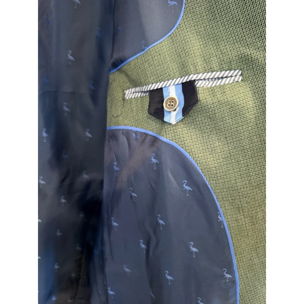 Tailorbyrd Collection Mens 46L Green Micro Check Blazer Sport Coat Preppy READ